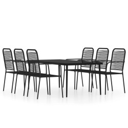Ensemble à manger de jardin 7 pcs Noir 557579557579