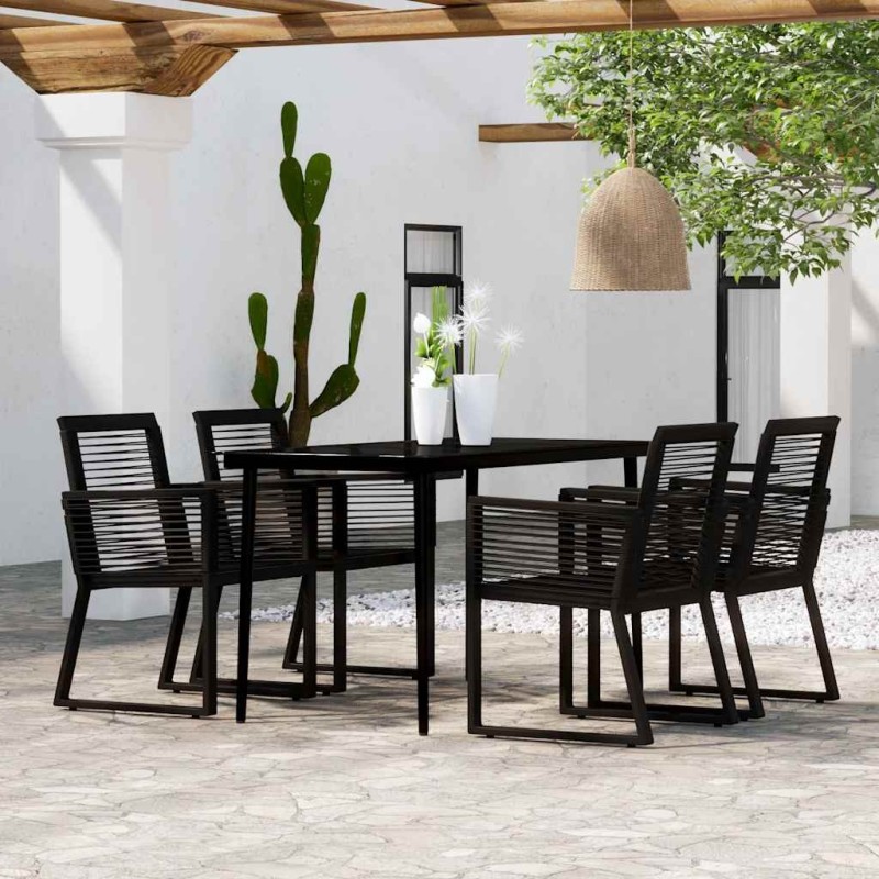 Ensemble à manger de jardin 5 pcs Noir 557581557581