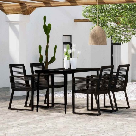 Ensemble à manger de jardin 5 pcs Noir 557581557581