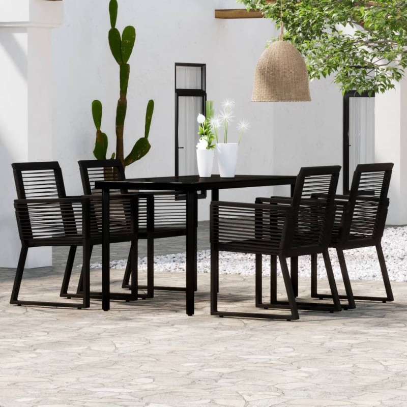 Ensemble à manger de jardin 5 pcs Noir 557582557582