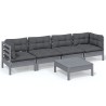 Salon de jardin 5 pcs avec coussins bois de pin massif 557584557584