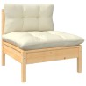 Salon de jardin 6 pcs avec coussins crème bois de pin 557585557585