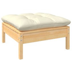 Salon de jardin 6 pcs avec coussins crème bois de pin 557585557585