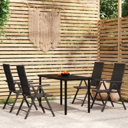 Ensemble à manger de jardin 5 pcs Noir 557587557587