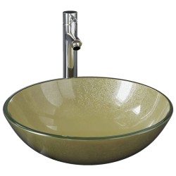 Lavabo de bain avec robinet et drain à poussoir Verre trempé 557589557589
