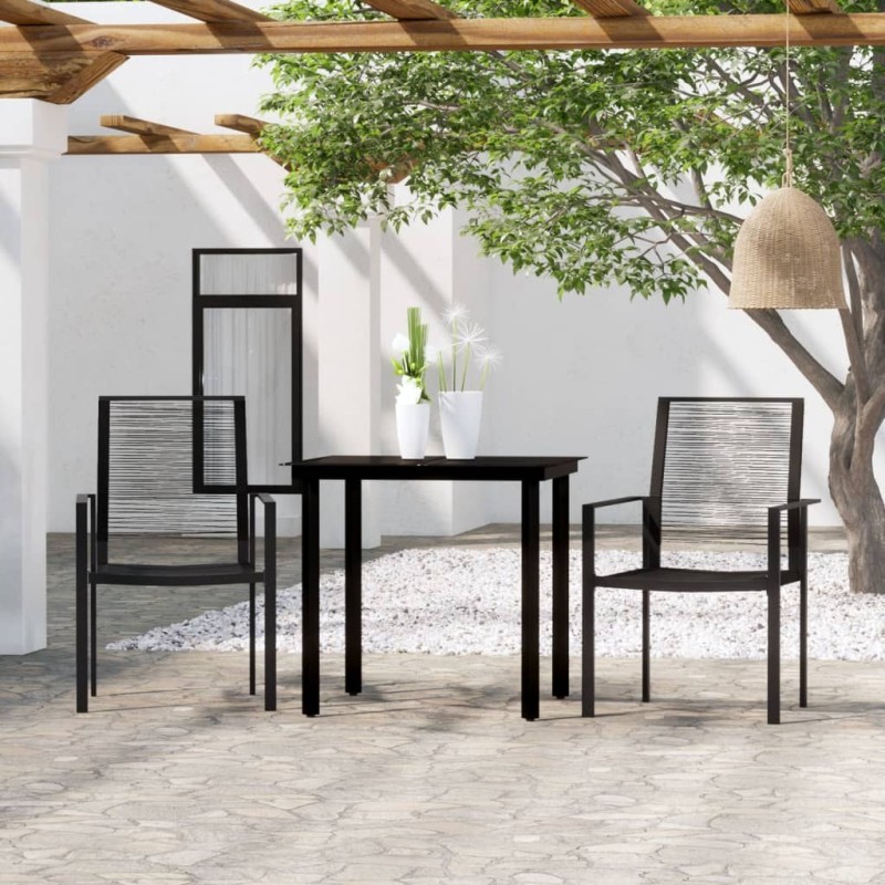 Ensemble à manger de jardin 3 pcs Noir 557592557592