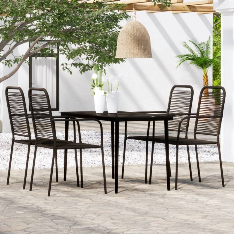 Ensemble à manger de jardin 5 pcs Noir 557599557599