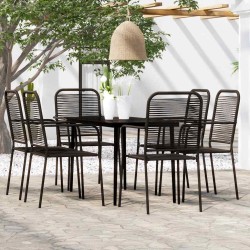 Ensemble à manger de jardin 7 pcs Noir 557605557605