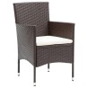 Ensemble à dîner de jardin avec coussins 3 pcs poly rotin brun 557606557606