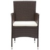 Ensemble à dîner de jardin avec coussins 3 pcs poly rotin brun 557606557606