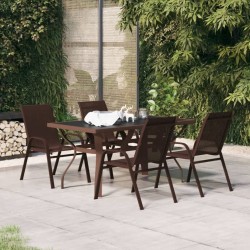 Ensemble à manger de jardin 5 pcs Marron et noir 557607557607