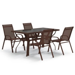 Ensemble à manger de jardin 5 pcs Marron et noir 557607557607