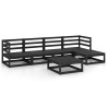 Salon de jardin 6 pcs noir bois de pin massif 557612557612
