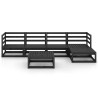 Salon de jardin 6 pcs noir bois de pin massif 557612557612
