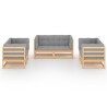 Salon de jardin 6 pcs avec coussins Bois de pin massif 557613557613