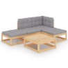 Salon de jardin 5 pcs avec coussins Bois de pin massif 557614557614