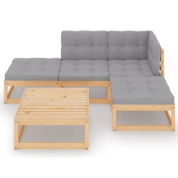 Salon de jardin 5 pcs avec coussins Bois de pin massif 557614557614