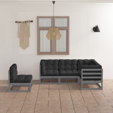 Salon de jardin 5 pcs avec coussins Bois de pin massif 557615557615