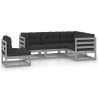 Salon de jardin 5 pcs avec coussins Bois de pin massif 557615557615