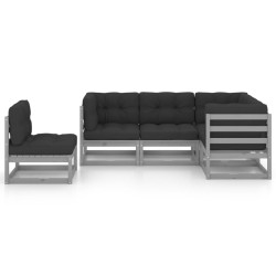 Salon de jardin 5 pcs avec coussins Bois de pin massif 557615557615