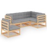Salon de jardin 5 pcs avec coussins Bois de pin massif 557617557617
