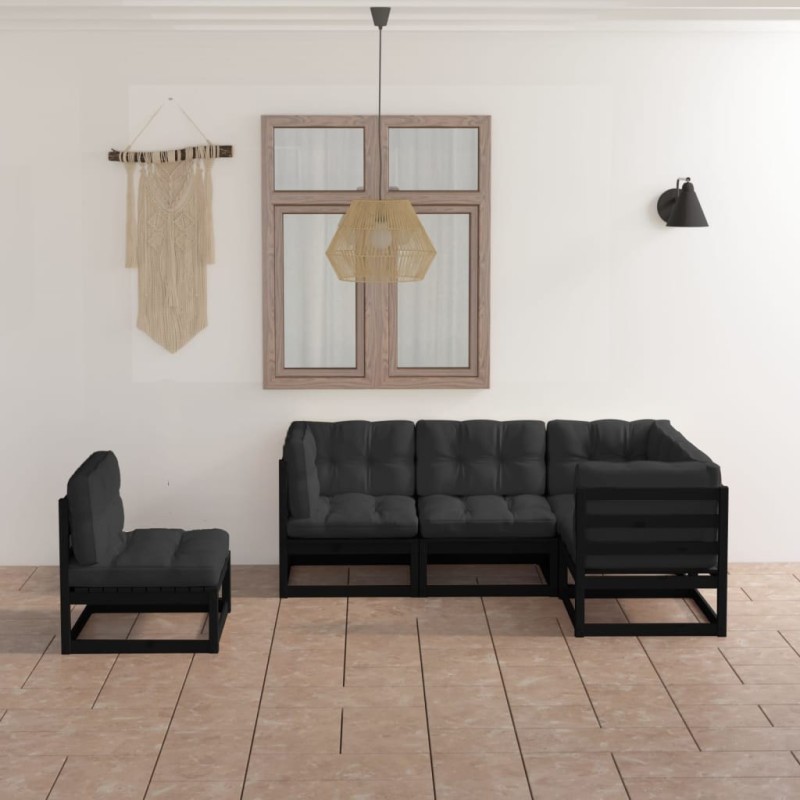 Salon de jardin 5 pcs avec coussins Bois de pin massif 557618557618