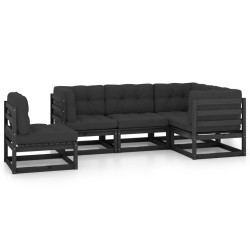 Salon de jardin 5 pcs avec coussins Bois de pin massif 557618557618