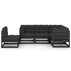 Salon de jardin 5 pcs avec coussins Bois de pin massif 557618557618