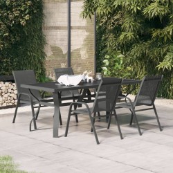 Ensemble à manger de jardin 5 pcs Gris et noir 557621557621