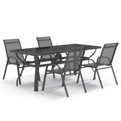 Ensemble à manger de jardin 5 pcs Gris et noir 557621557621