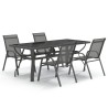 Ensemble à manger de jardin 5 pcs Gris et noir 557621557621