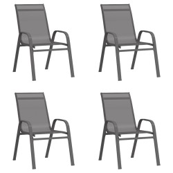 Ensemble à manger de jardin 5 pcs Gris et noir 557621557621