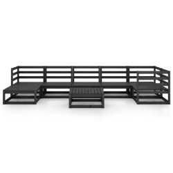 Salon de jardin 8 pcs noir bois de pin massif 557622557622