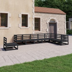 Salon de jardin 8 pcs noir bois de pin massif 557624557624