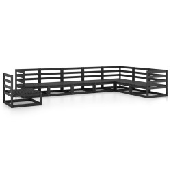 Salon de jardin 8 pcs noir bois de pin massif 557624557624