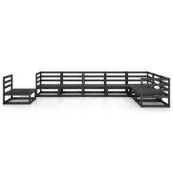 Salon de jardin 8 pcs noir bois de pin massif 557624557624