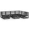 Salon de jardin 8 pcs noir bois de pin massif 557625557625