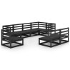 Salon de jardin 8 pcs noir bois de pin massif 557627557627