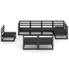 Salon de jardin 8 pcs noir bois de pin massif 557627557627