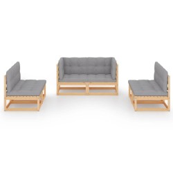 Salon de jardin 6 pcs avec coussins Bois de pin massif 557631557631