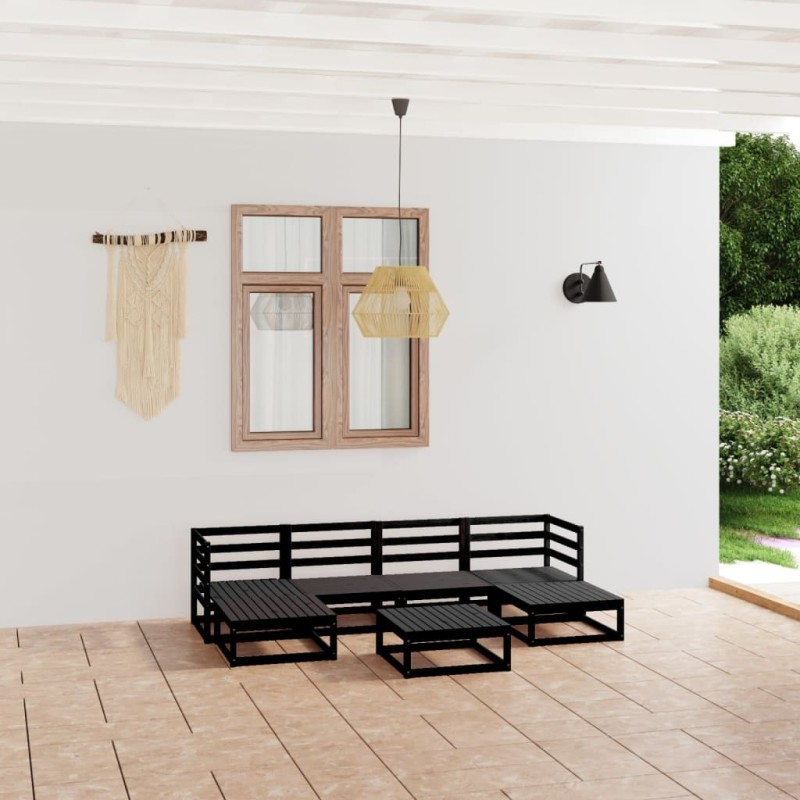 Salon de jardin 7 pcs bois de pin massif 557632557632