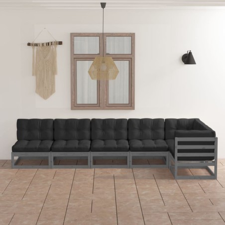 Salon de jardin 6 pcs avec coussins Bois de pin massif 557634557634