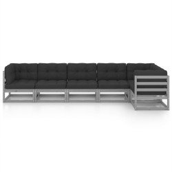 Salon de jardin 6 pcs avec coussins Bois de pin massif 557634557634