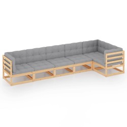 Salon de jardin 6 pcs avec coussins Bois de pin massif 557635557635