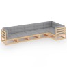 Salon de jardin 6 pcs avec coussins Bois de pin massif 557635557635