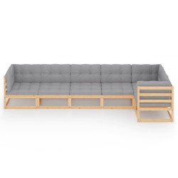 Salon de jardin 6 pcs avec coussins Bois de pin massif 557635557635