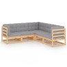 Salon de jardin 5 pcs avec coussins Bois de pin massif 557636557636