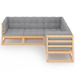 Salon de jardin 5 pcs avec coussins Bois de pin massif 557636557636