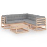 Salon de jardin 6 pcs avec coussins Bois de pin massif 557637557637