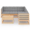 Salon de jardin 6 pcs avec coussins Bois de pin massif 557637557637